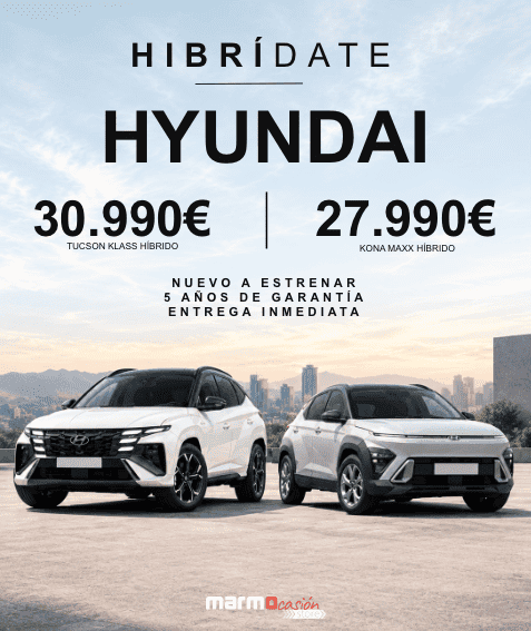 Hyundai Tucson Híbrido y Kona Híbrido en color blanco, nuevos con 5 años de garantía y entrega inmediata en Marmocasión
